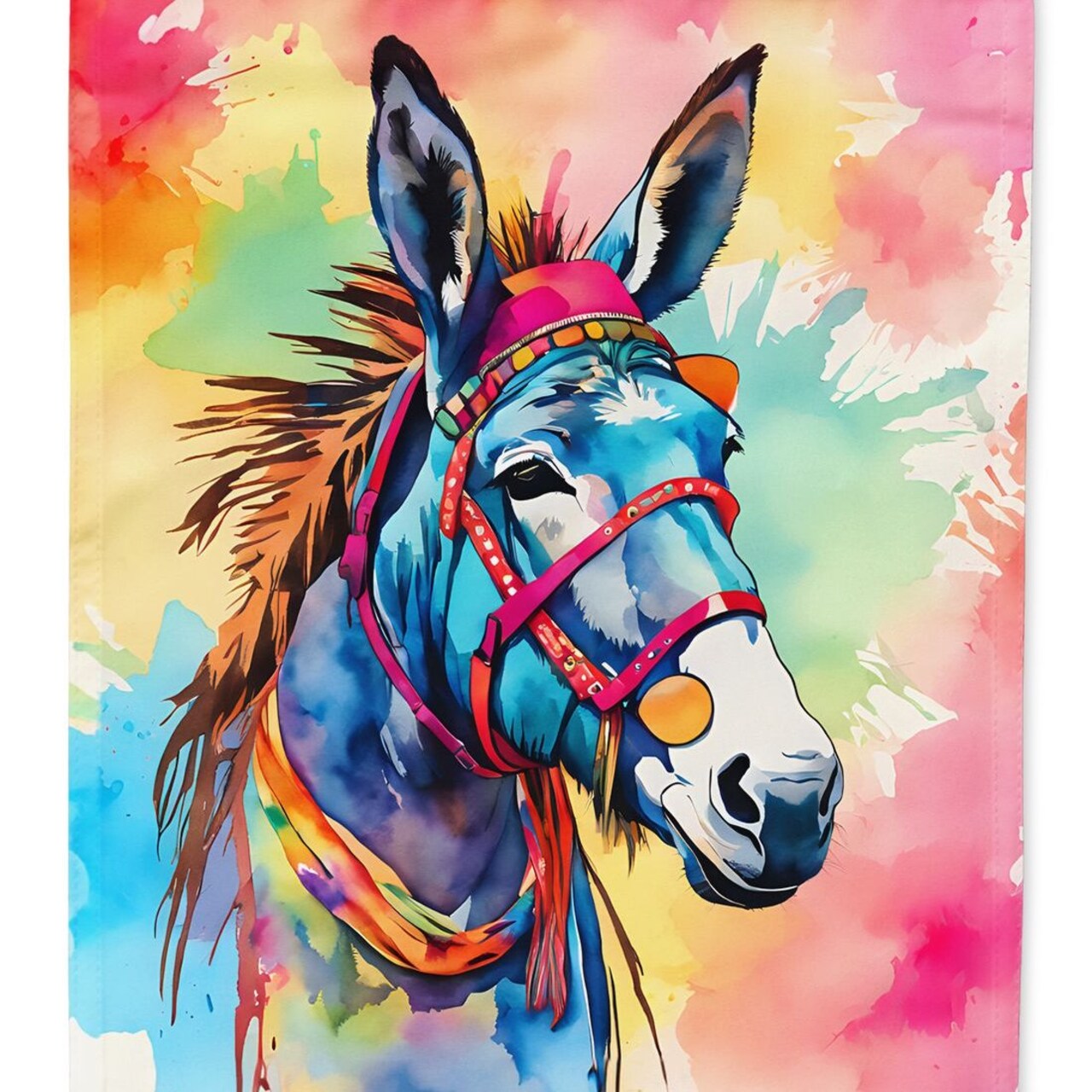 Edge Collections - 28" X 40" - Multicolor - Hippie Animal Donkey Large Porch Artwork - 1 Piece